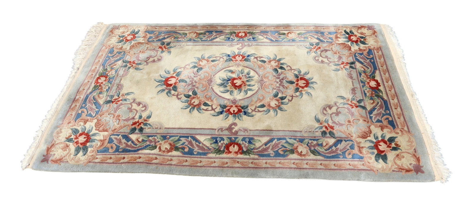 Vtg sculptured 6 x 4 carpet Chinese Aubusson style (1 of 8)