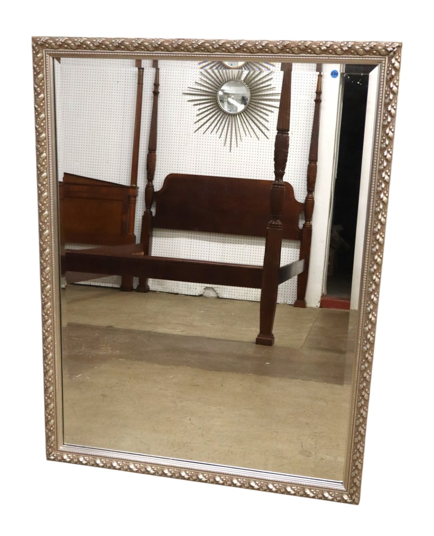 Carved silver framed and beveled glass mirror (1 of 4)