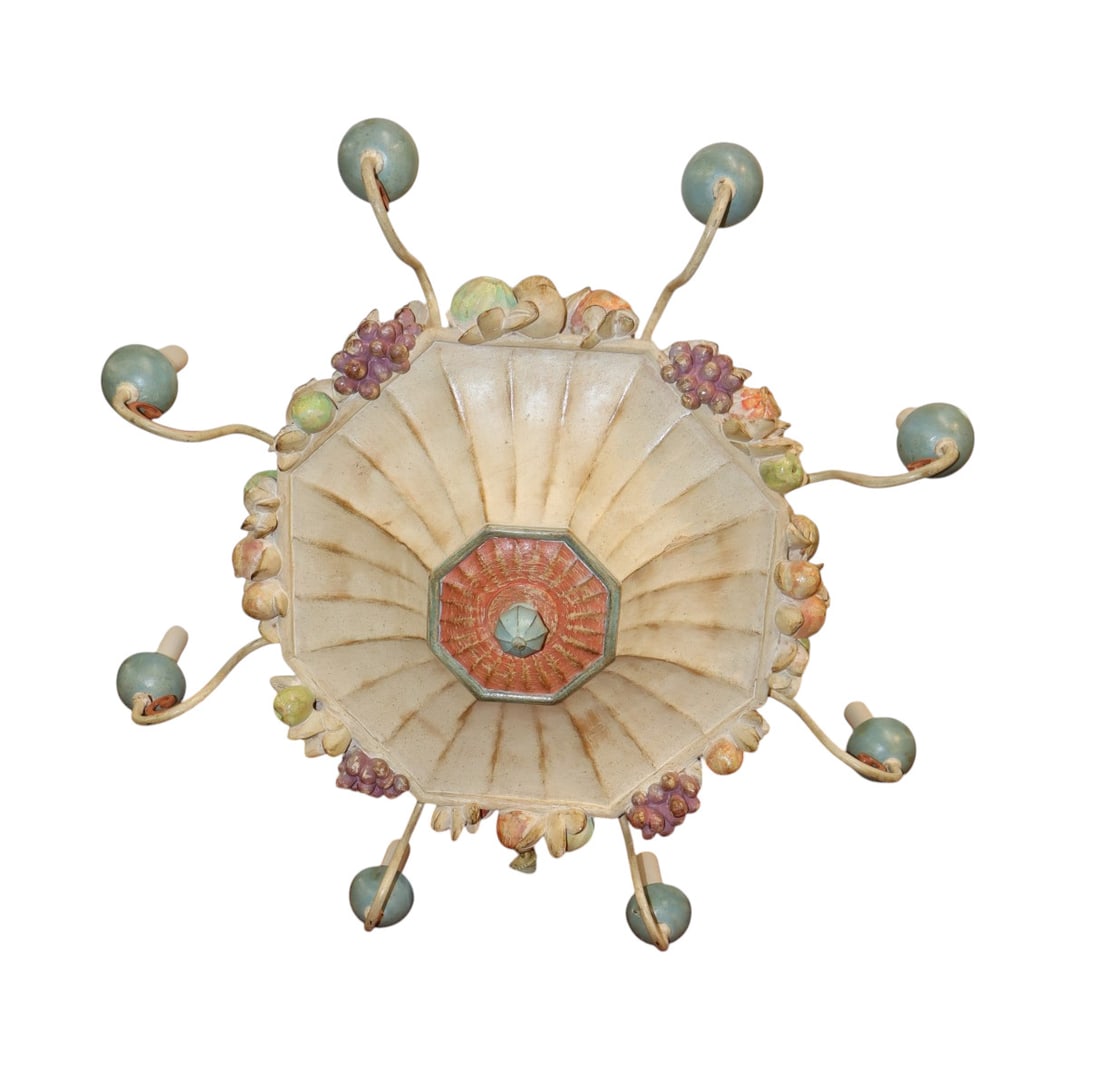 Italian 8 burner fruit carved hanging light fixture made Italy (1 of 8)