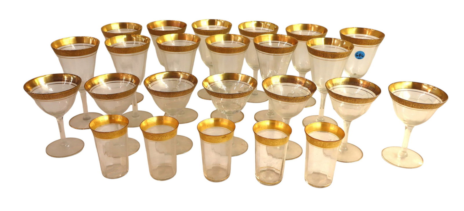 24 piece antique gold rimmed stemware and goblets (1 of 7)