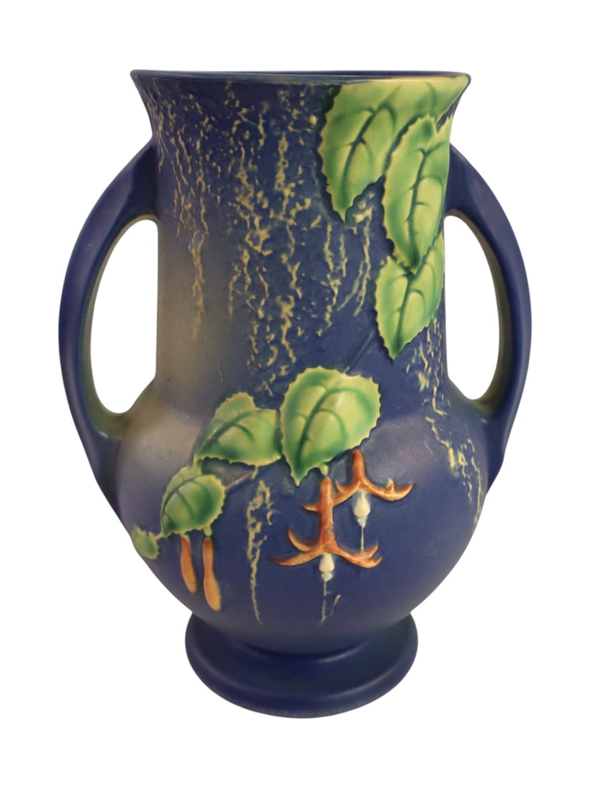 Vintage Roseville #898-8 Fuchsia double handled vase (1 of 4)