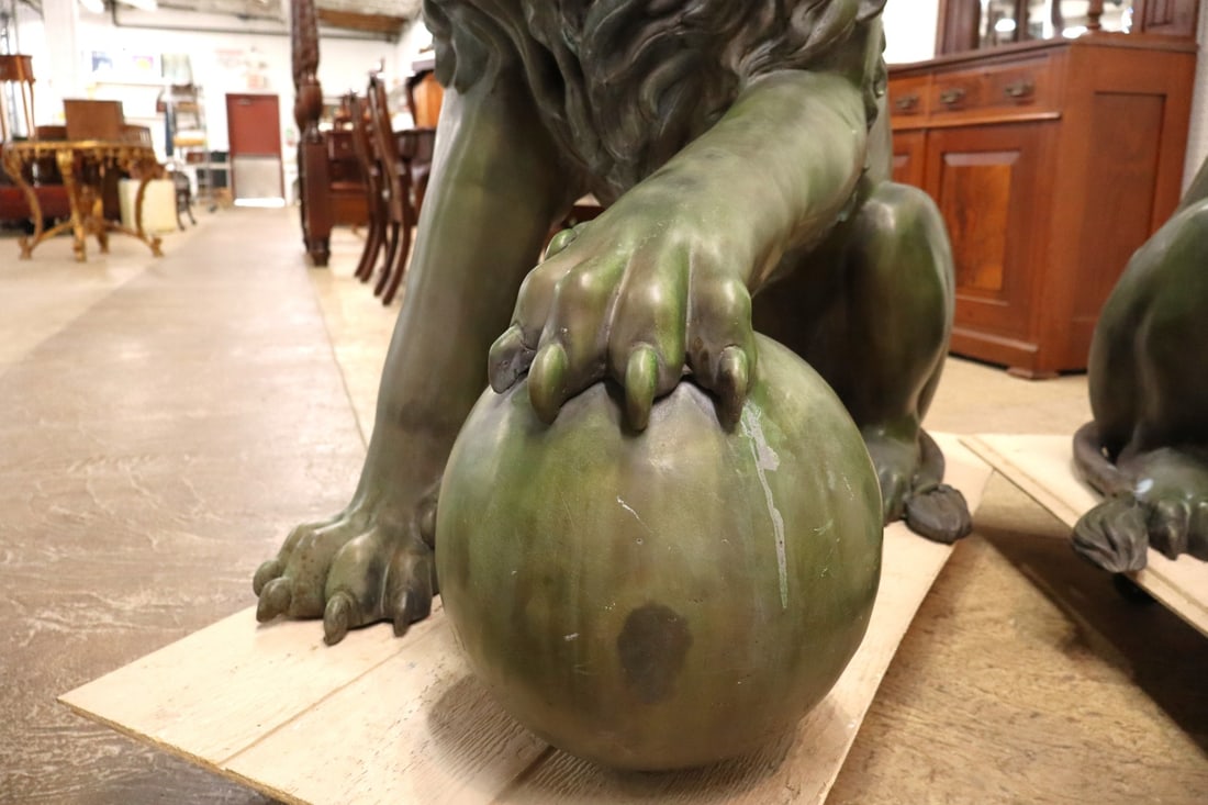Impressive PAIR Life-Size Bronze Lions - 13