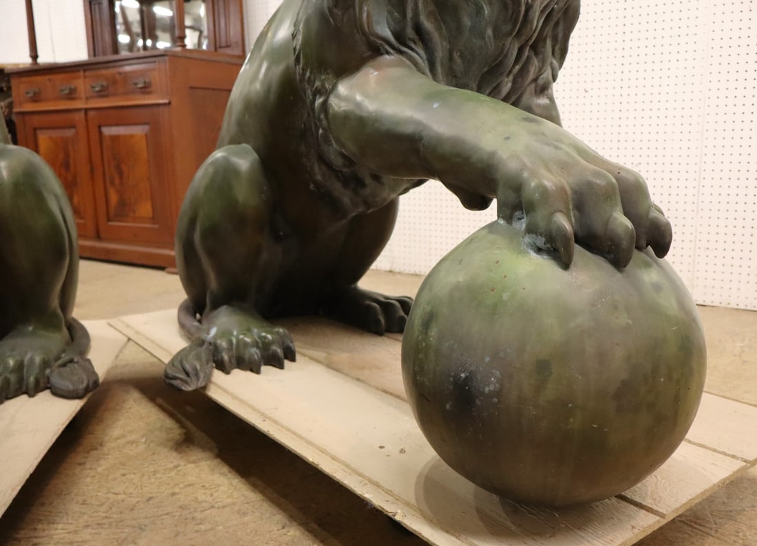 Impressive PAIR Life-Size Bronze Lions - 14
