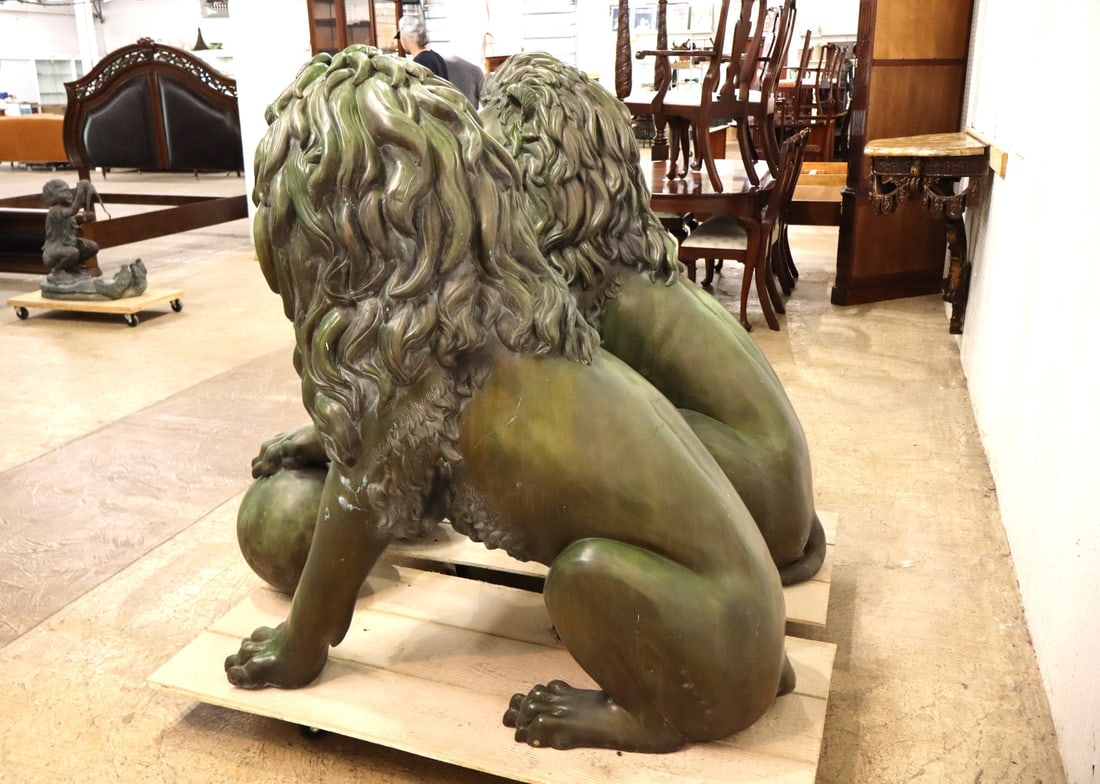Impressive PAIR Life-Size Bronze Lions - 3