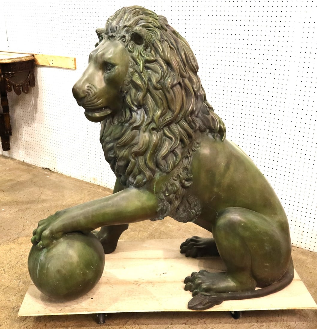 Impressive PAIR Life-Size Bronze Lions - 5
