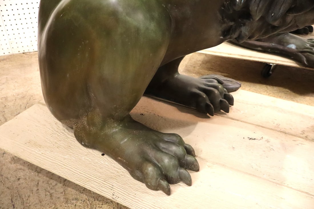 Impressive PAIR Life-Size Bronze Lions - 6