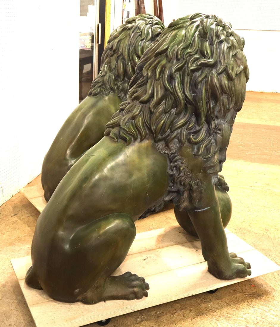 Impressive PAIR Life-Size Bronze Lions - 7