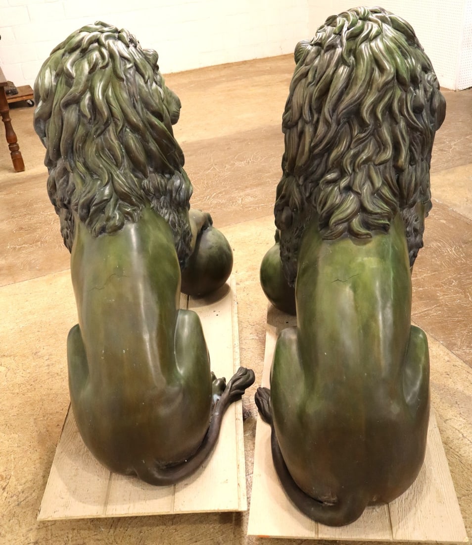 Impressive PAIR Life-Size Bronze Lions - 8