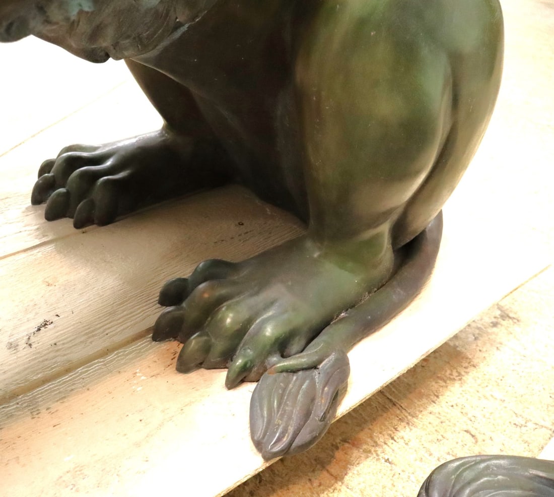 Impressive PAIR Life-Size Bronze Lions - 9