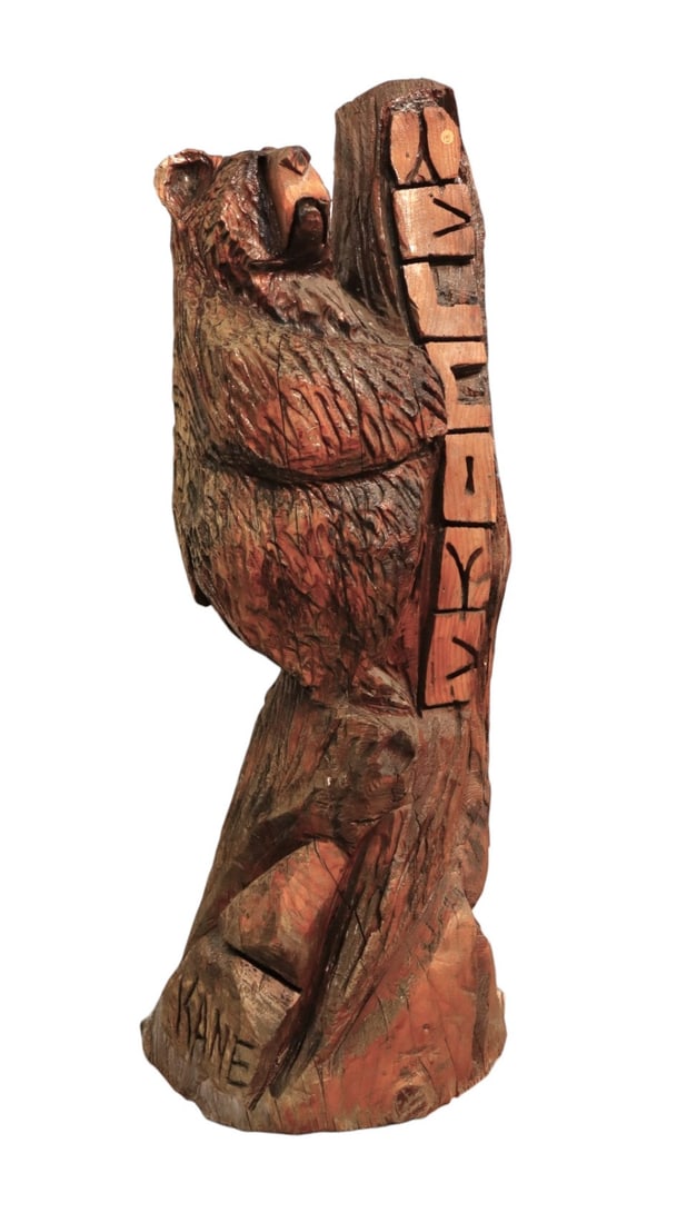 5 foot Bear carved statue Welcome sign sg. Kane (1 of 8)