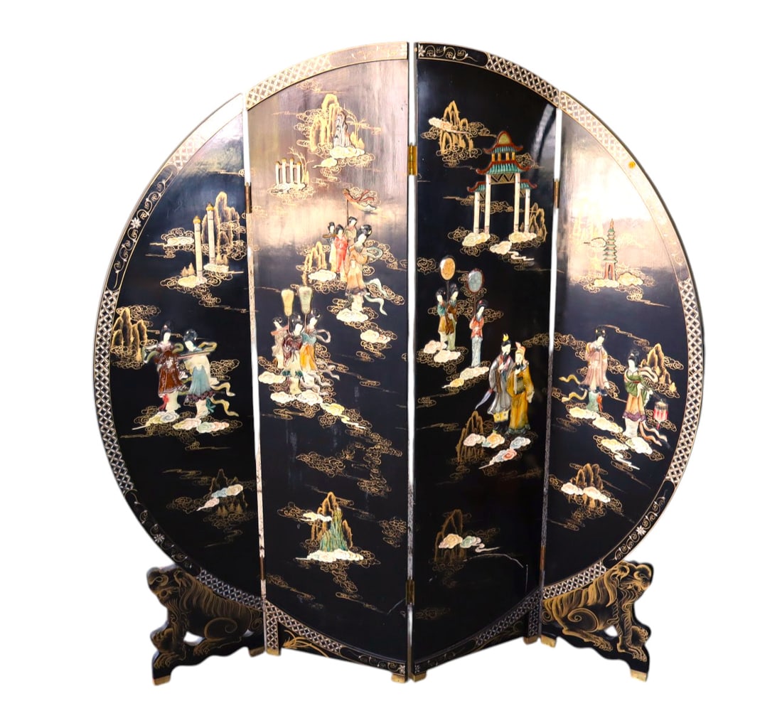 Round 4 section Chinese 3-d room divider screen (1 of 14)