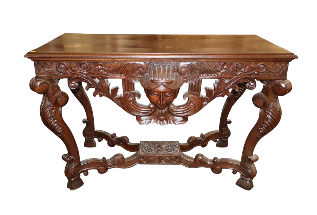 Antique style highly carved console table (1 of 6)