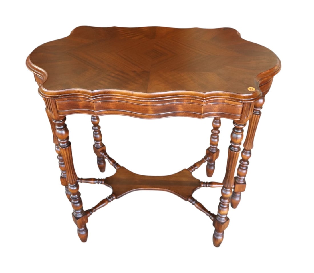 Antique 6 leg turtle top walnut parlor table (1 of 6)