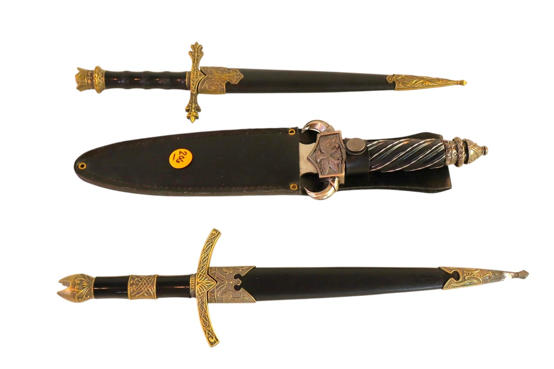 3 contemporary decorative daggers with sheaths (1 of 6)