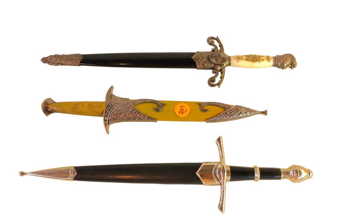 3 contemporary decorative daggers with sheaths (1 of 7)