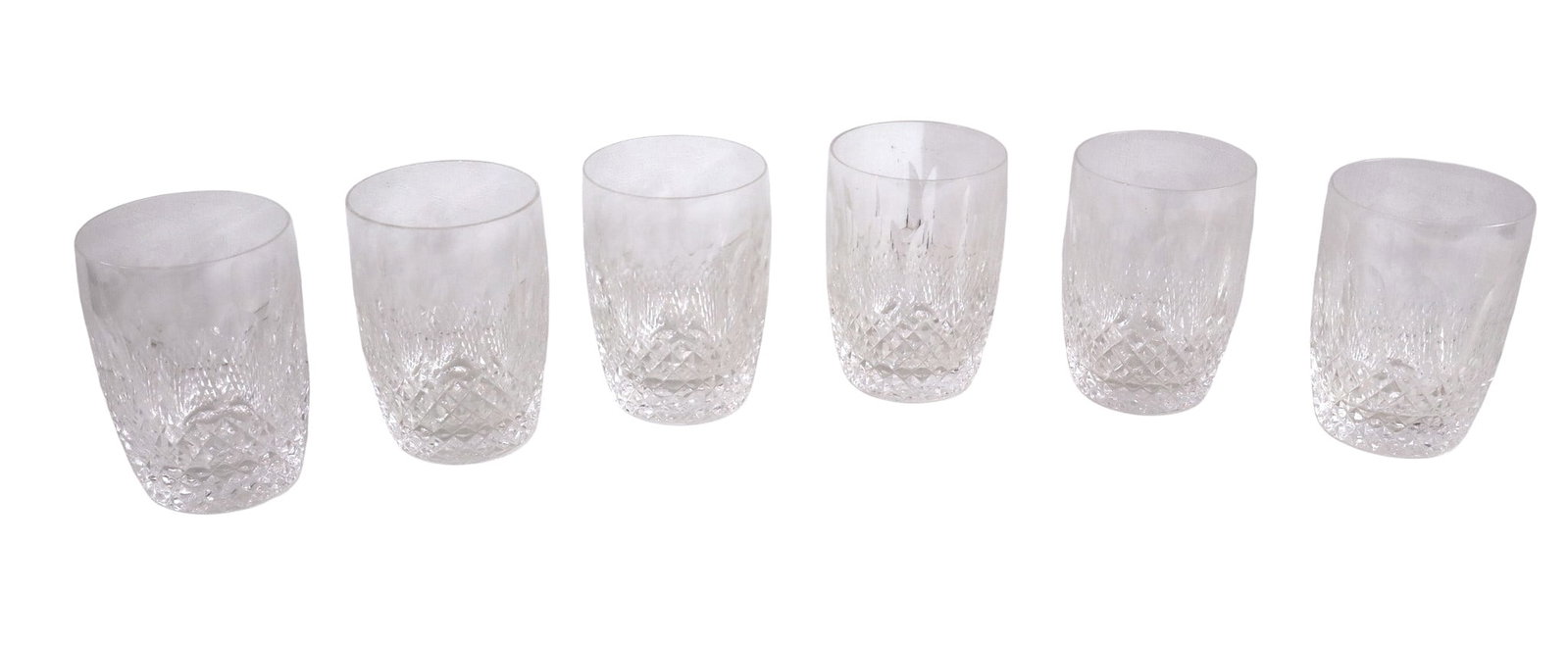 Set of 6 Waterford lead crystal glasses: Set of 6 Waterford lead crystal glasses. Approx. 4.5"h x 3" diameter