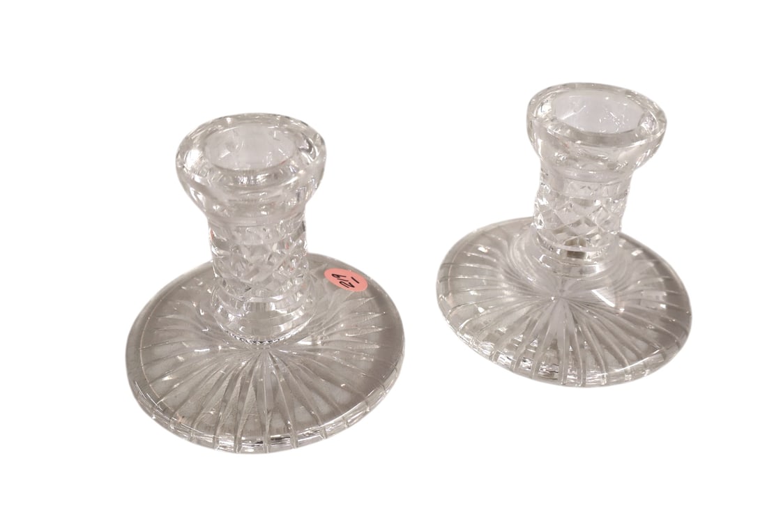 Waterford lead crystal candle sticks: Waterford lead crystal candle sticks. Approx. 4"h x 4.25" diameter