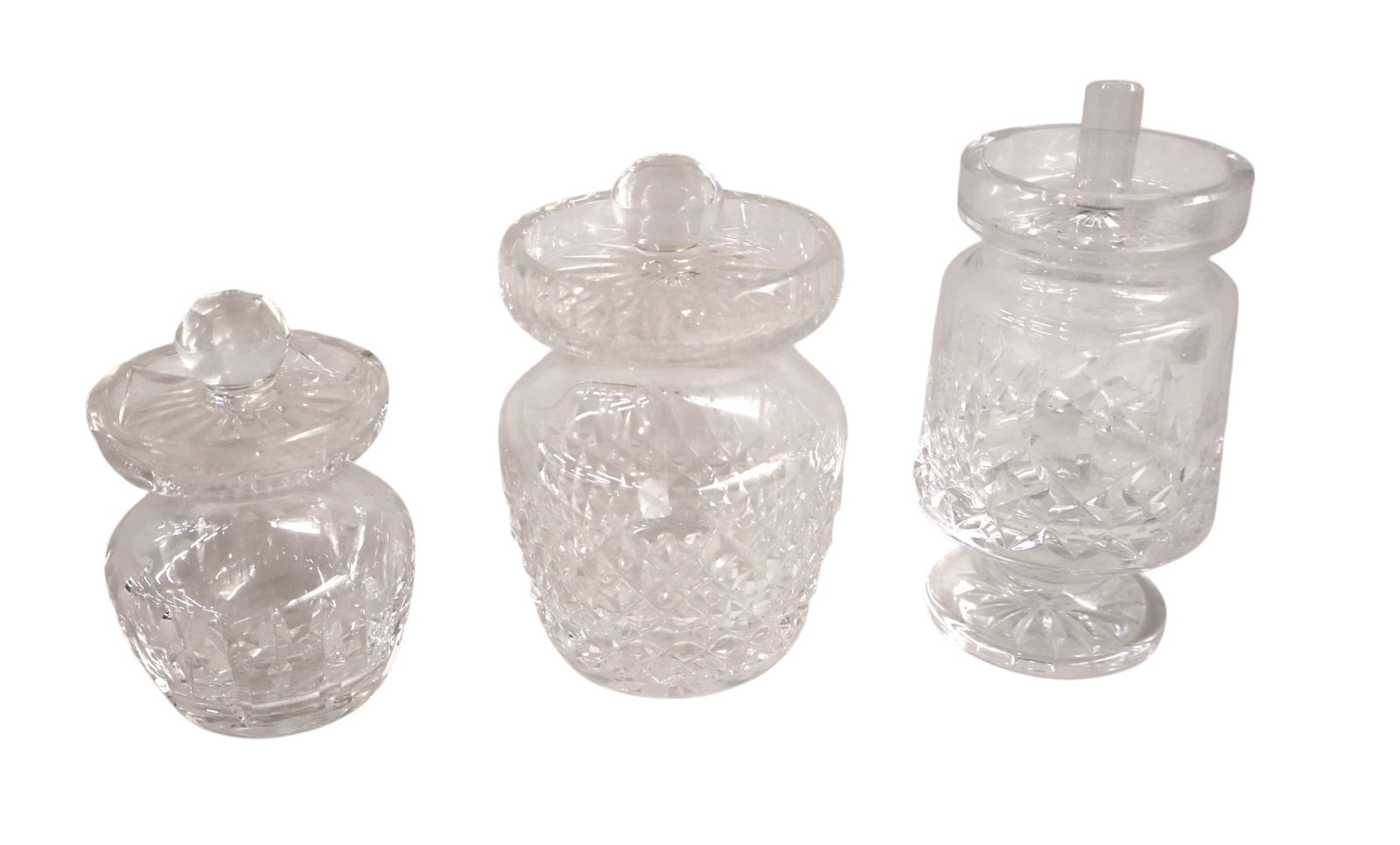 3 Waterford lead crystal lidded relish jars (1 of 3)