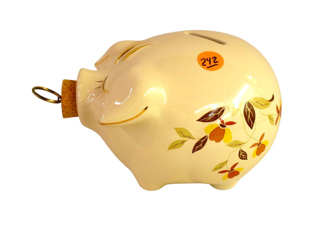 Hall Jewel T Autumn leaf pattern piggy bank: Hall Jewel T Autumn leaf pattern piggy bank, no noticeable issues. 4.5"h x 7"l x 4.5"w