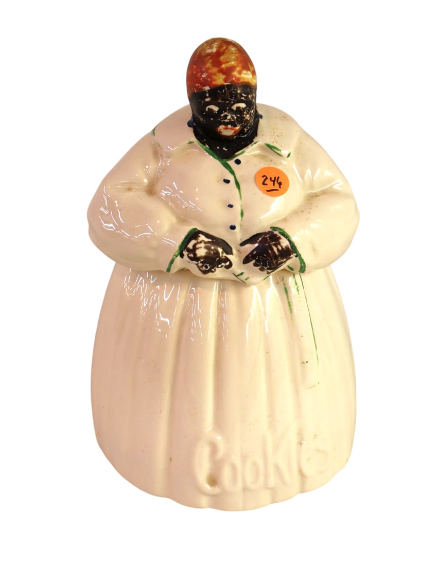 Antique McCoy Ancha Mimma cookie jar - black memorabilia: Antique McCoy Ancha Mimma black memorabilia cookie jar, original paint with some paint loss, no noticeable issues. 11"h x 6.5" diameter