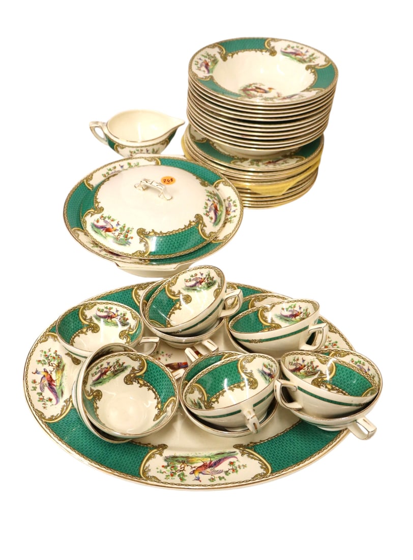38 pcs. vtg Staffordshire Myott peacocks dinnerware (1 of 5)