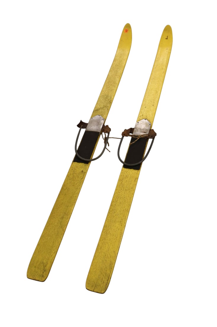 Pair of child's antique snow skis (1 of 4)