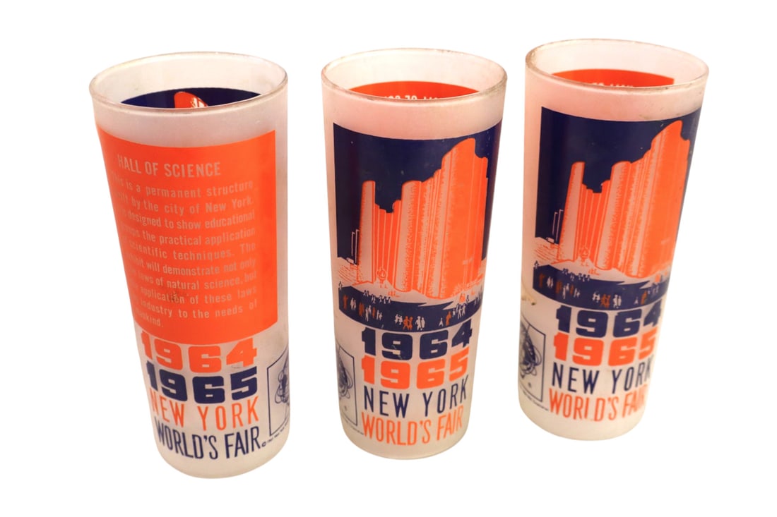 3 vtg 1964 & 1965 NY Worlds Fair drinking glasses (1 of 3)