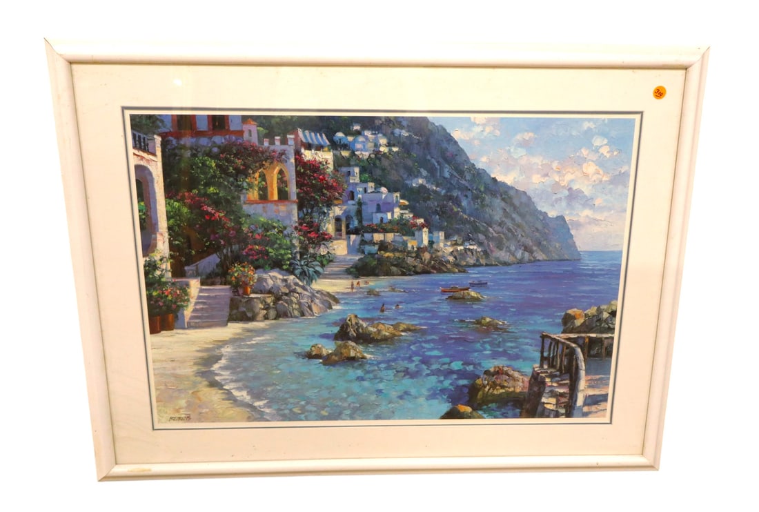 Contemporary Behrens Howard print Capri Delmar framed: Contemporary framed Behrens Howard print titled Capri Delmar. 28"h x 38"w