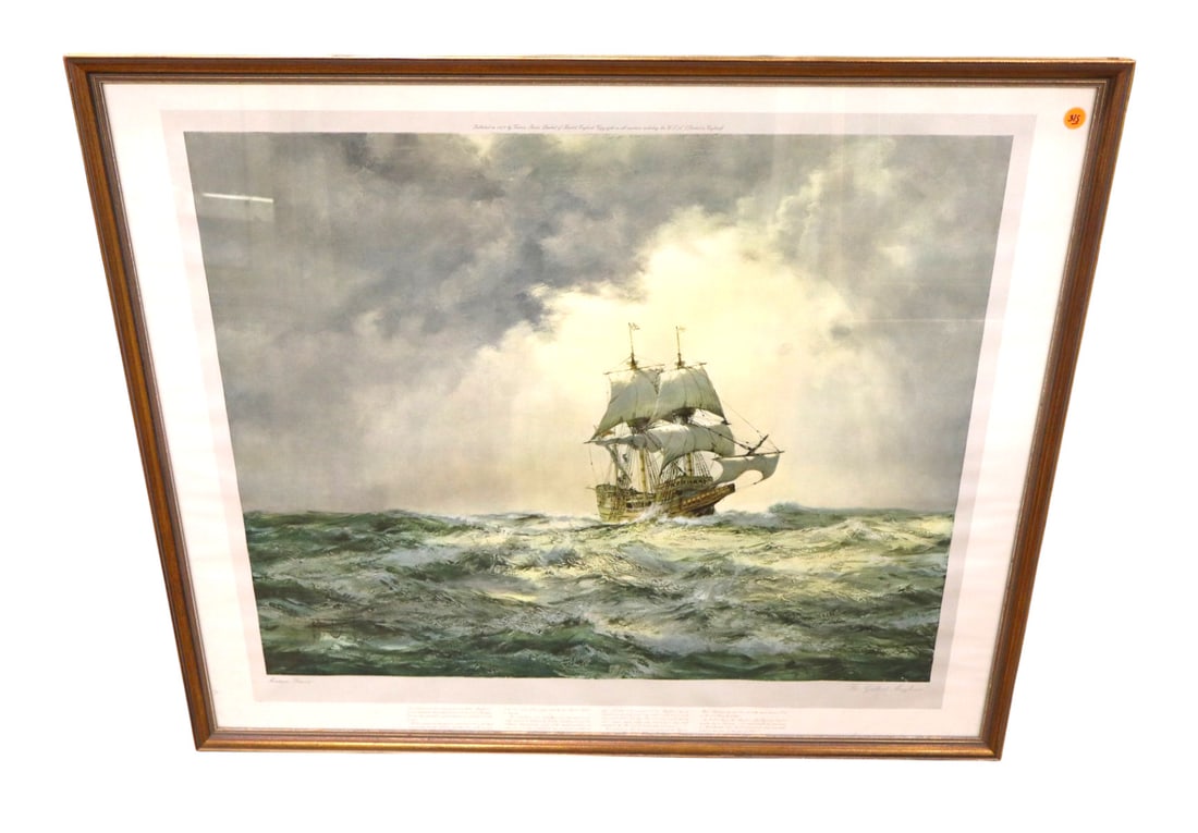 Montague Dauson The Gallian May Flower ship: Montague Dauson The Gallian May Flower ship contemporary print in frame. 30.5"h x 37"w