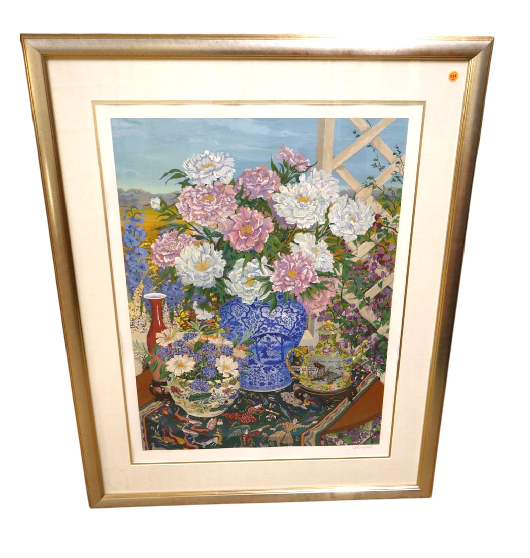 Artist sg floral contemporary print Peonies by Powell in frame (1 of 7)