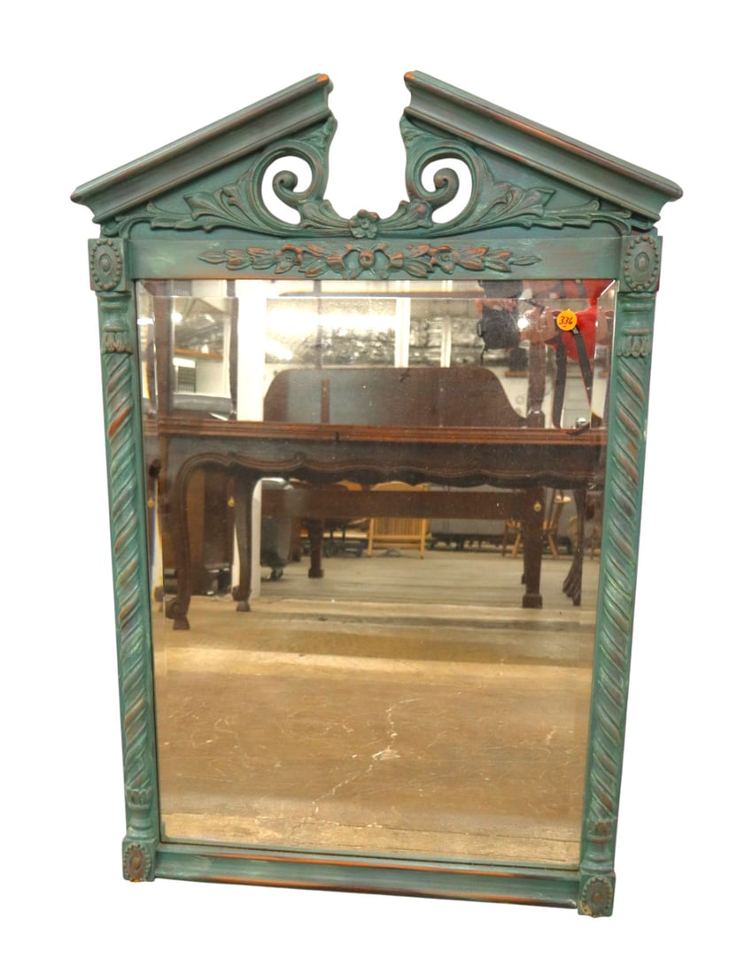 Chippendale beveled mirror distressed seafoam blue (1 of 5)