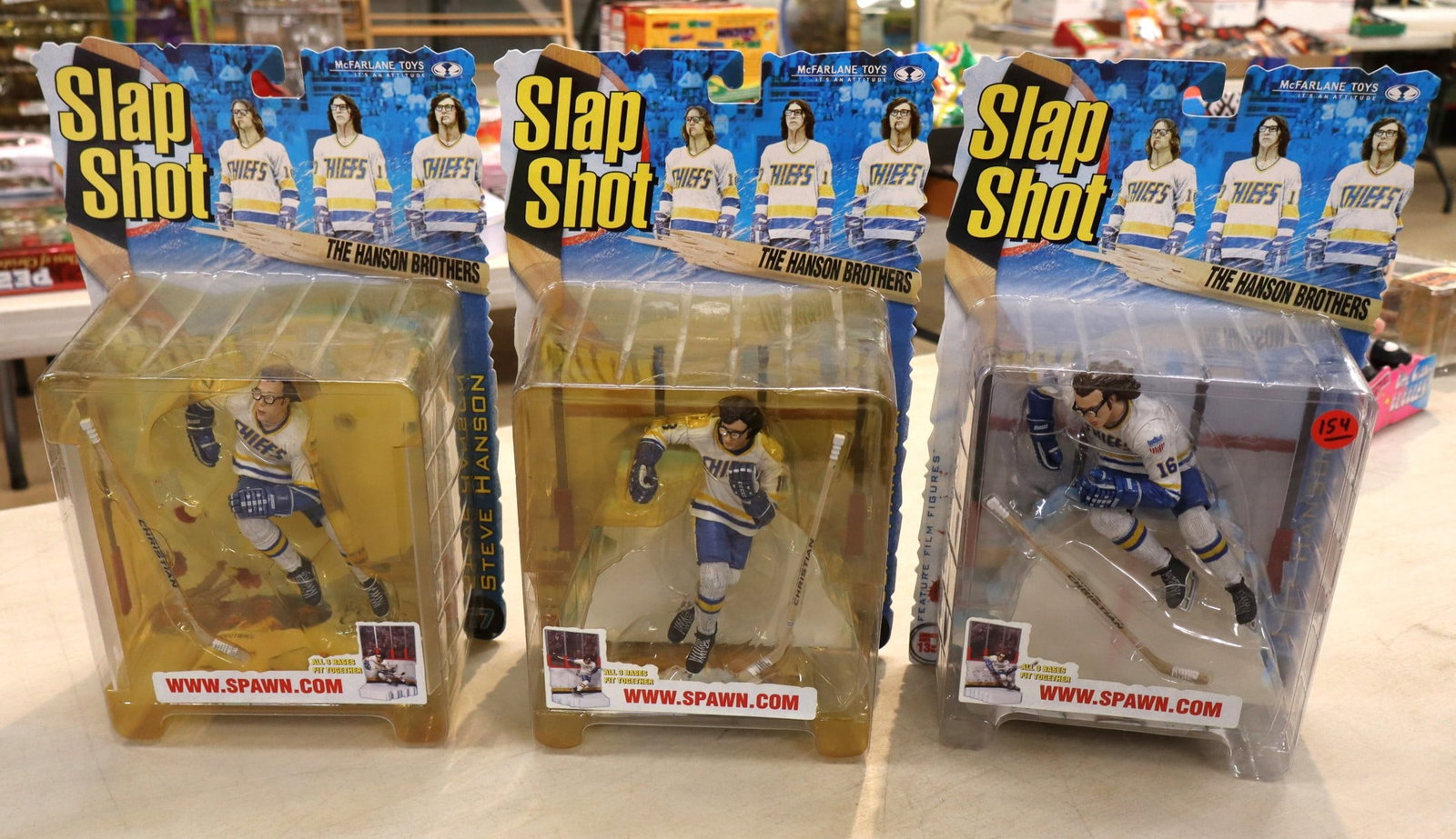 3 Vintage McFarlane Toys Slap Shot Hanson Bros Hockey Action Figures: Jack, Jeff and Steve new in (1 of 5)