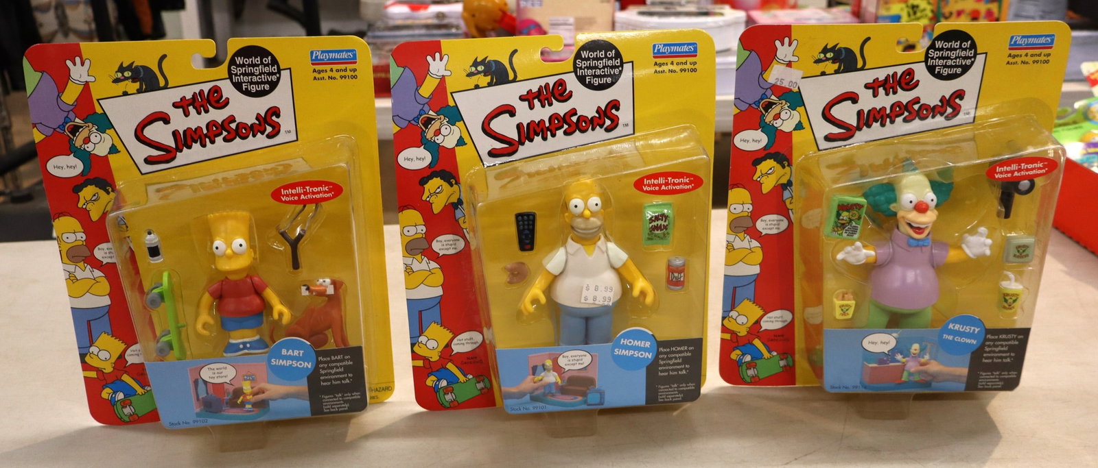 3 Vintage Playmate Toys The Simpsons action figures: Bart Simpson, Homer Simpson & Crusty the Clown (1 of 5)