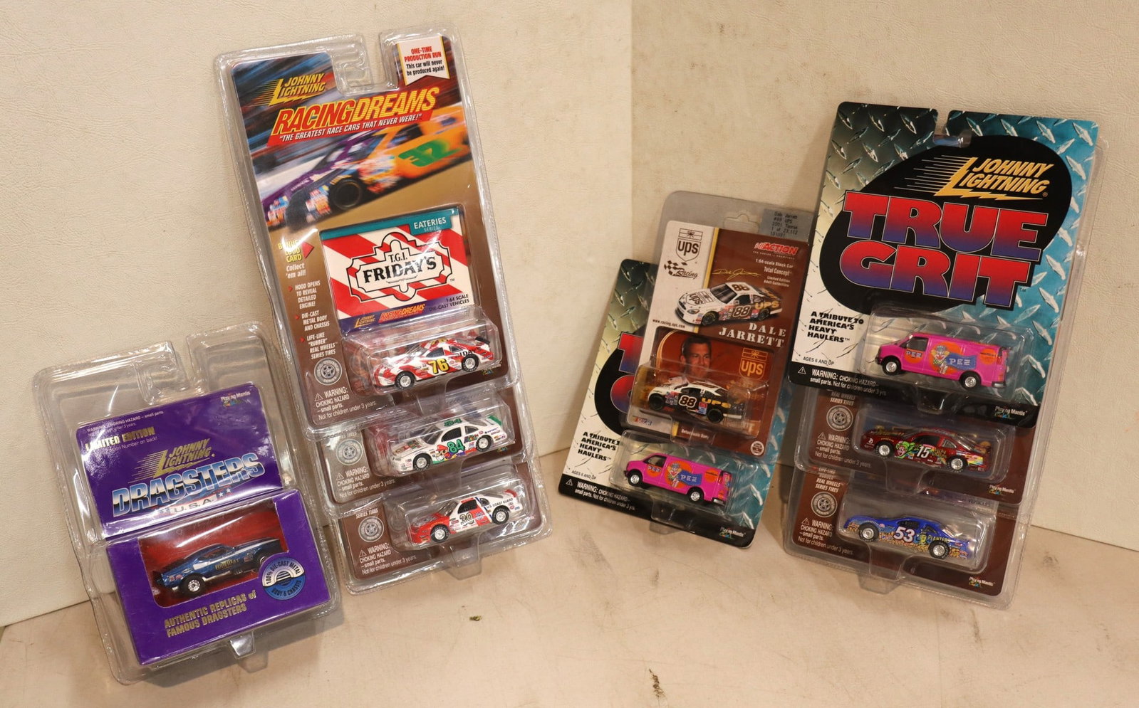 9 vintage Johnny Lightening Race Cars in original packaging: 9 vintage Johnny Lightening Race Cars in original packaging