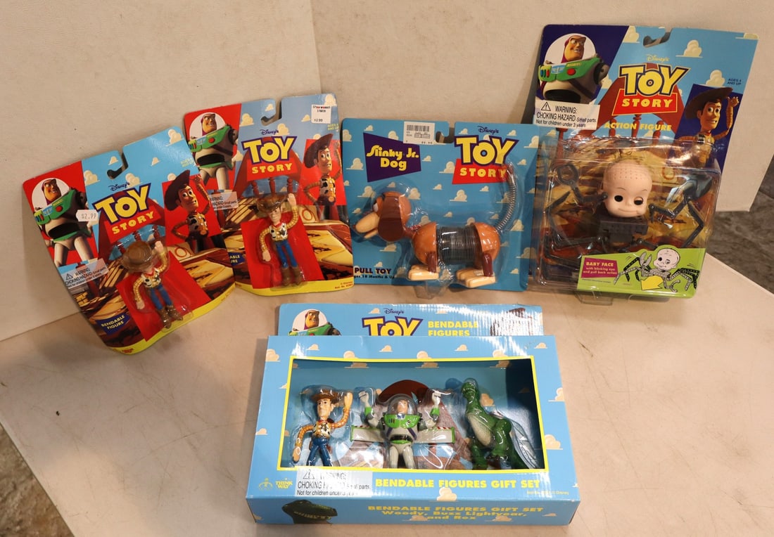 5 vintage Toy Story action figure toys: Slinky Jr. Dog, Baby Face with Blinking and Pull Back (1 of 4)