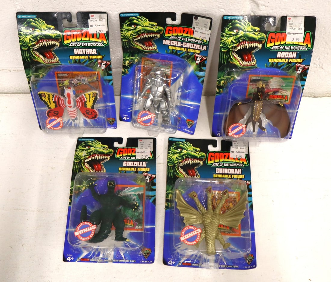 5 vintage Godzilla King of the Monster bendables & others in original packaging (1 of 5)