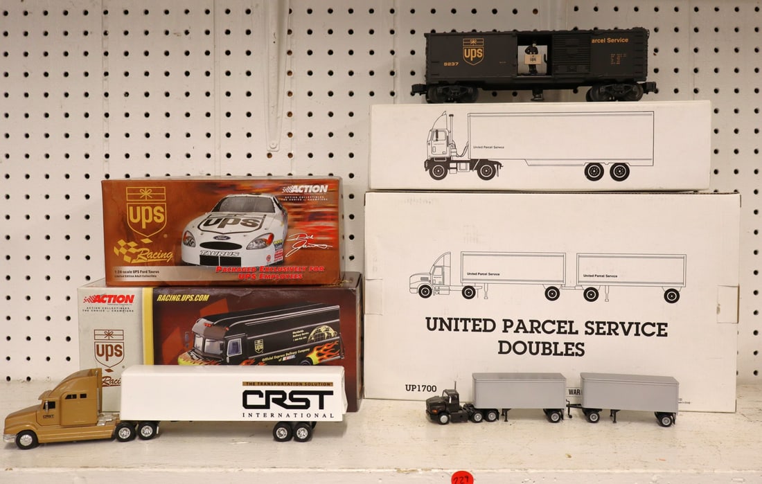 7 vintage die cast and other UPS collector trucks and cars some in original packaging: 7 vintage die cast and other UPS collector trucks and cars some in original packaging