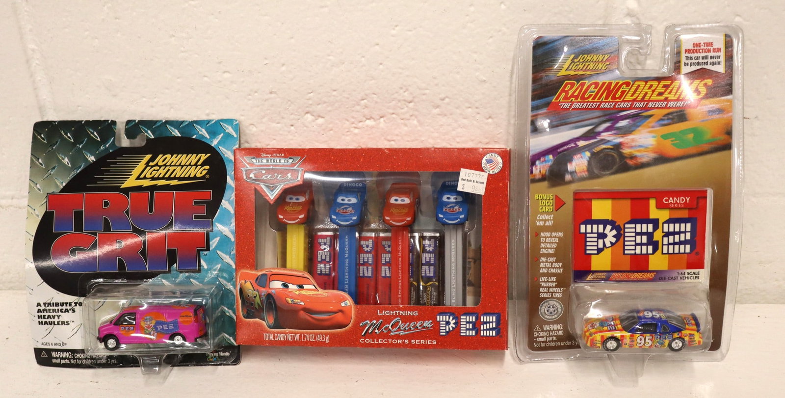 3 Vintage PEZ limited edition: Steve McQueen Pez collector series and 2 Johnny lightening cars, all (1 of 2)