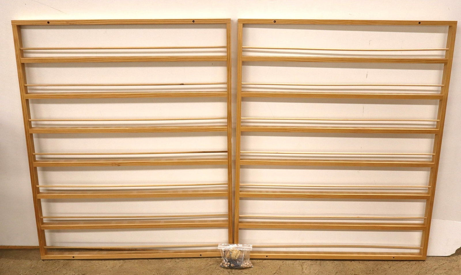 2 PEZ hanging custom made display racks 43"h x 35.5"w x 1.5"d and each shelf is 5.25" high (1 of 2)