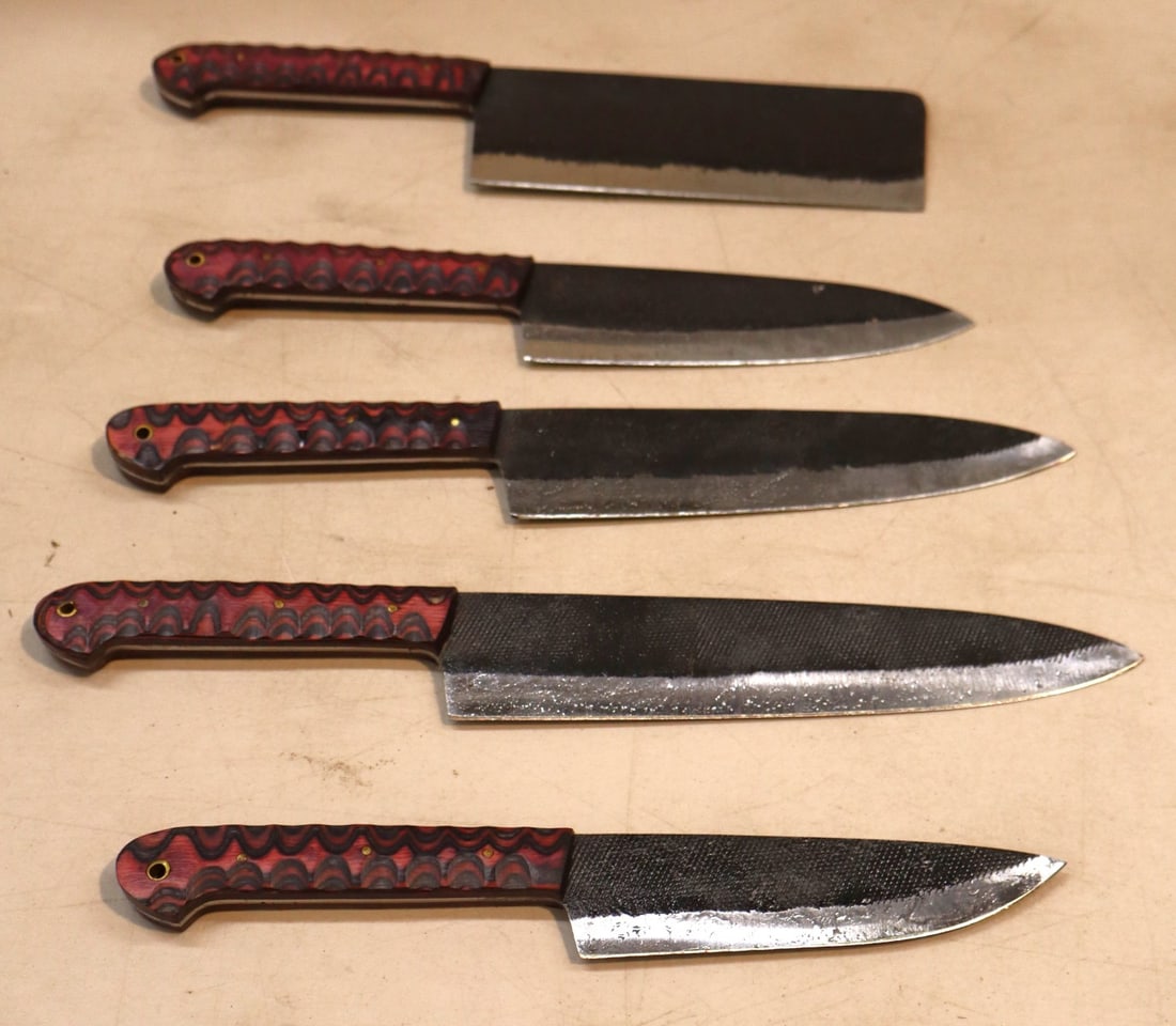 5 piece custom knife cutlery set with Damascus blades (1 of 2)