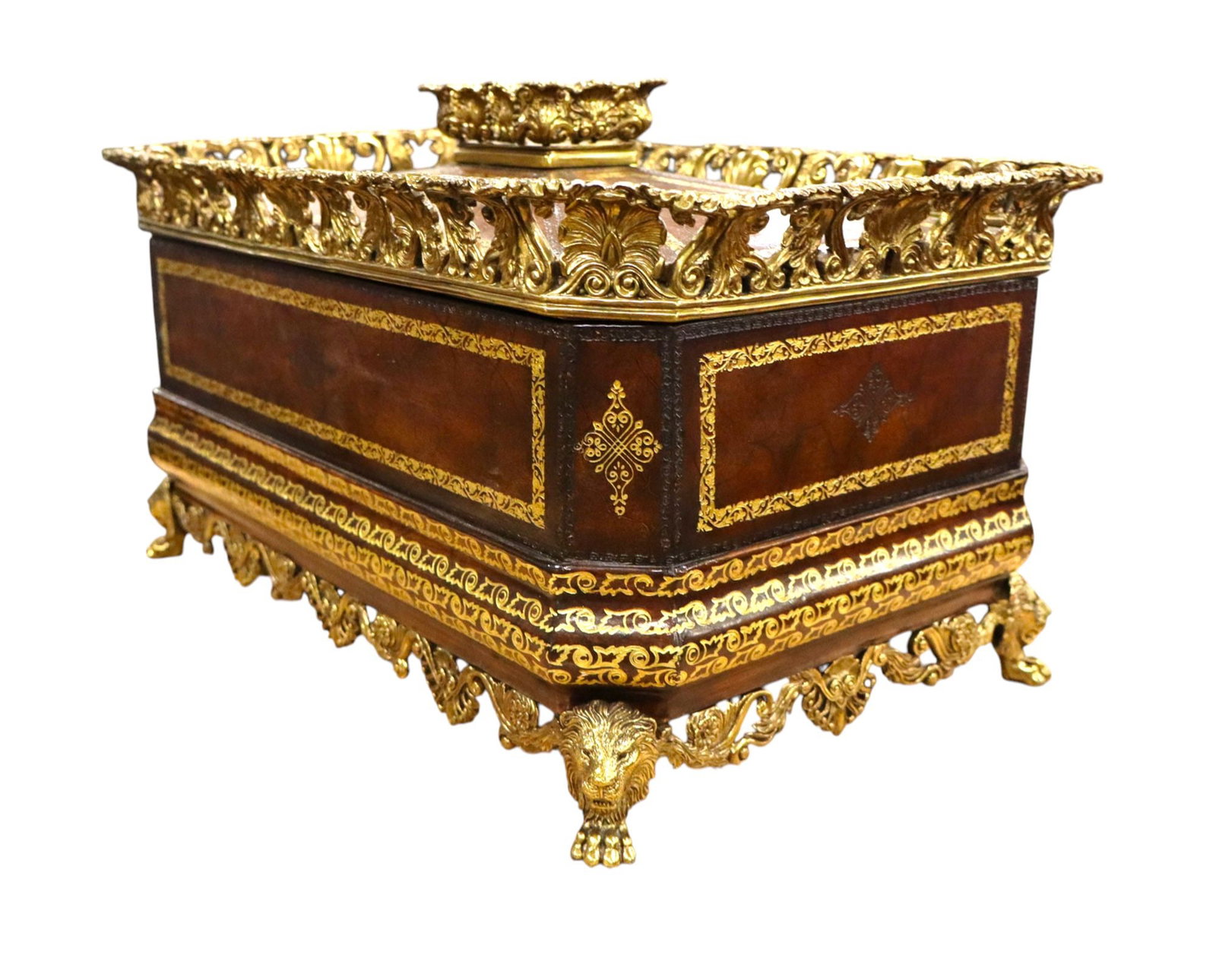 Maitland Smith leather bronze lidded chest (1 of 13)