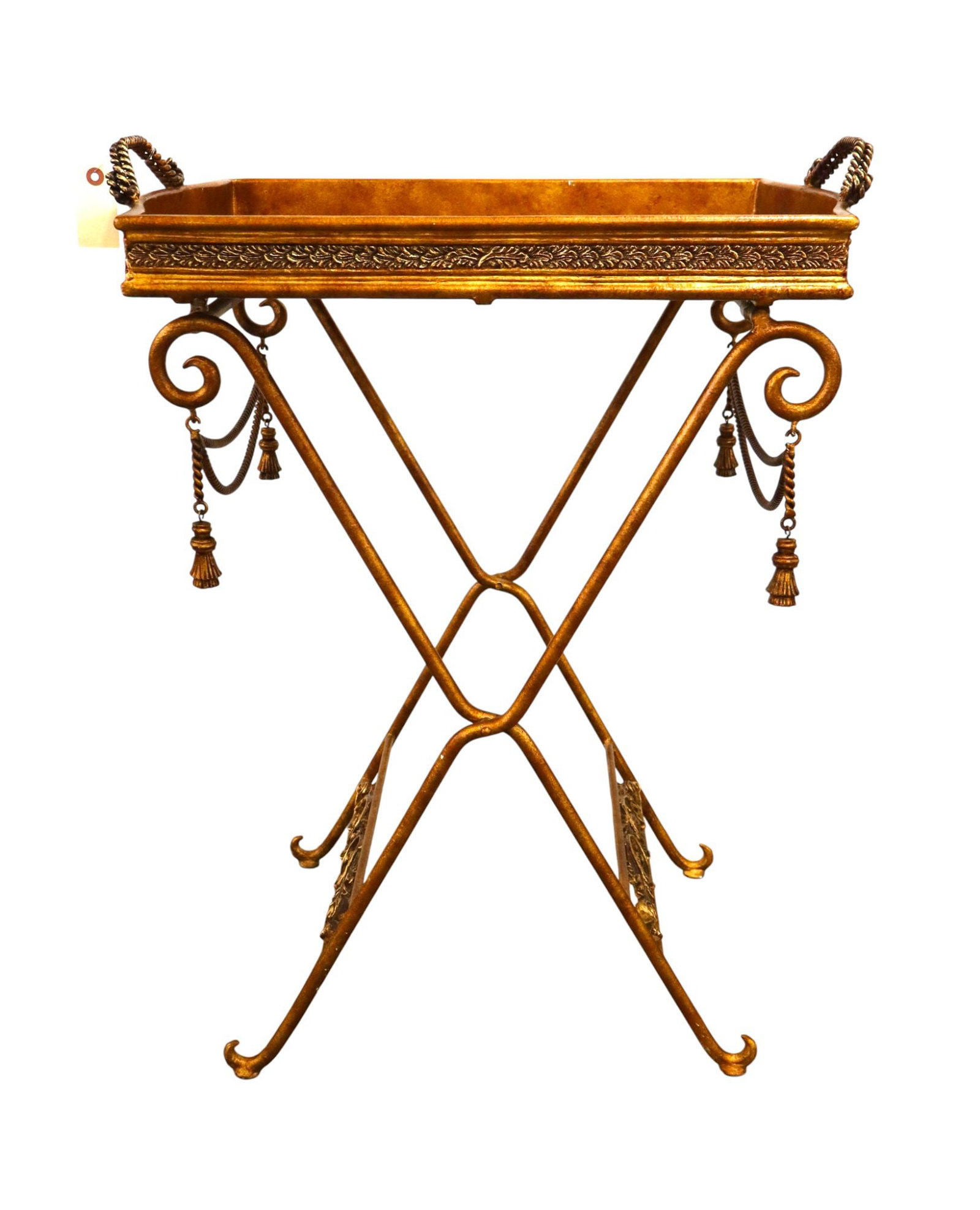 Maitland Smith iron and copper serving tray table (1 of 9)