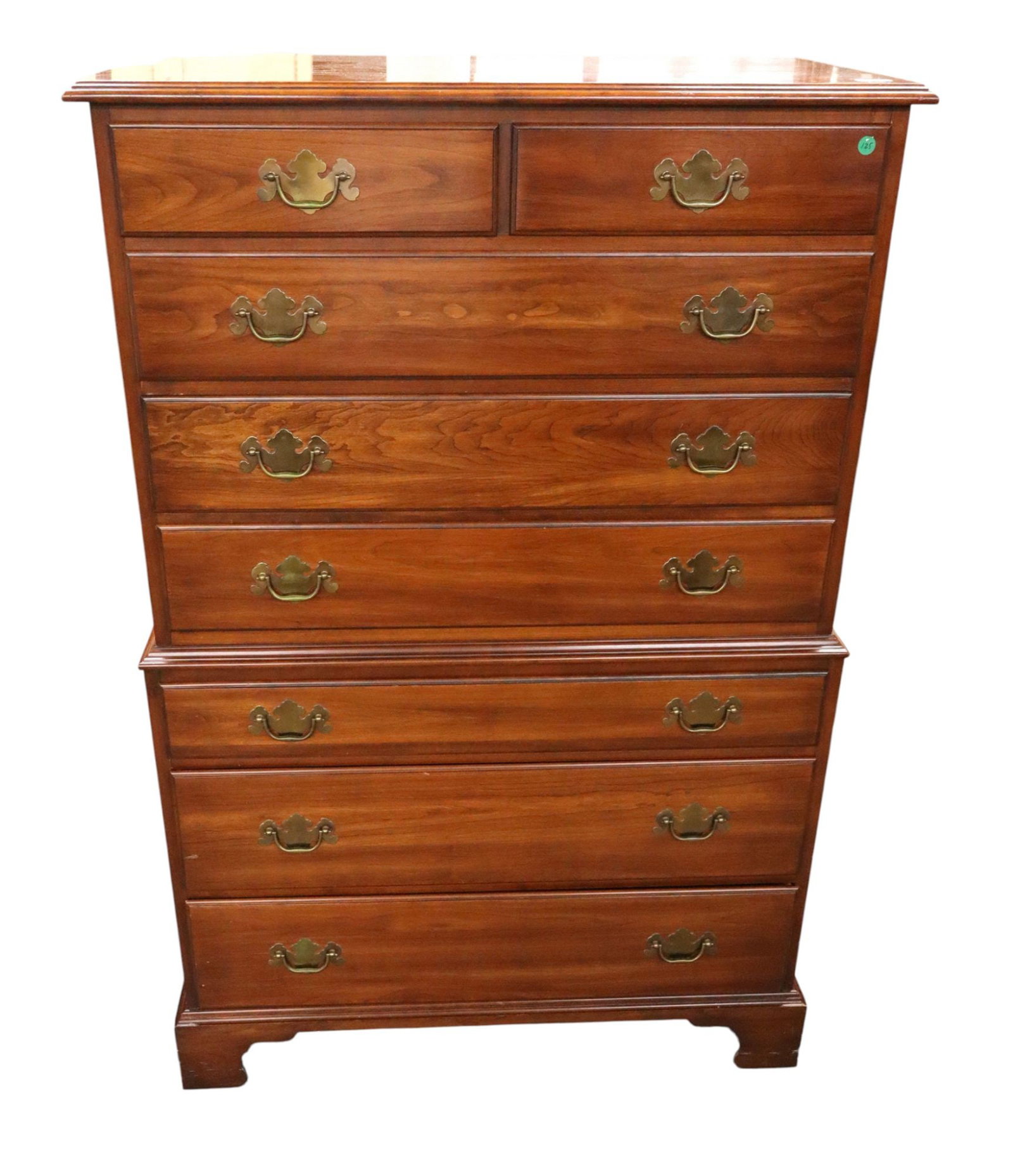 VA Galleries Henkel Harris high chest wild black cherry: Virginia Galleries Furniture by Henkel Harris 8 drawer wild black cherry high chest, original finish, structurally sound and in good condition. 75.5"h x 36.5"w x 21"d