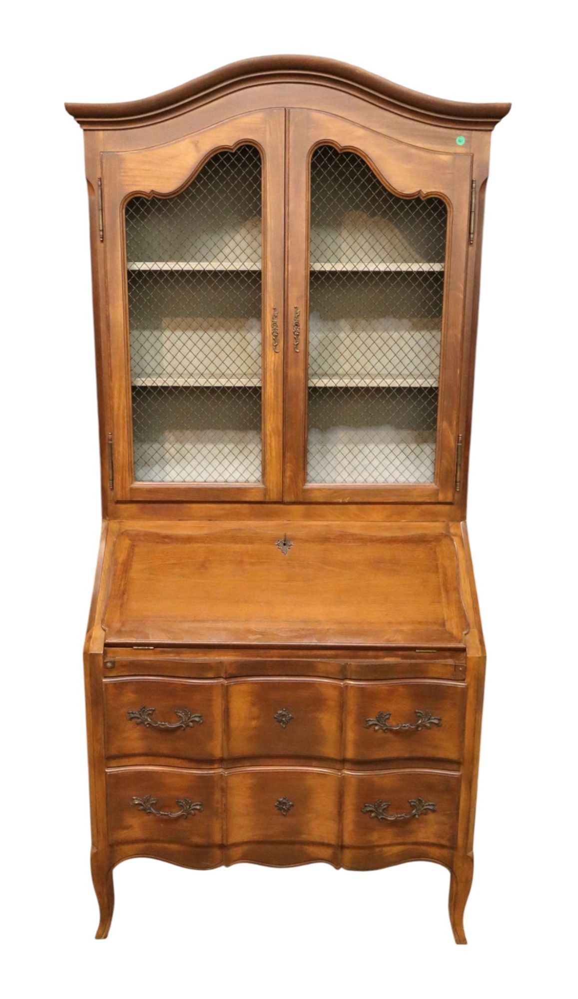 Vintage country FR secretary desk with bookcase top (1 of 10)