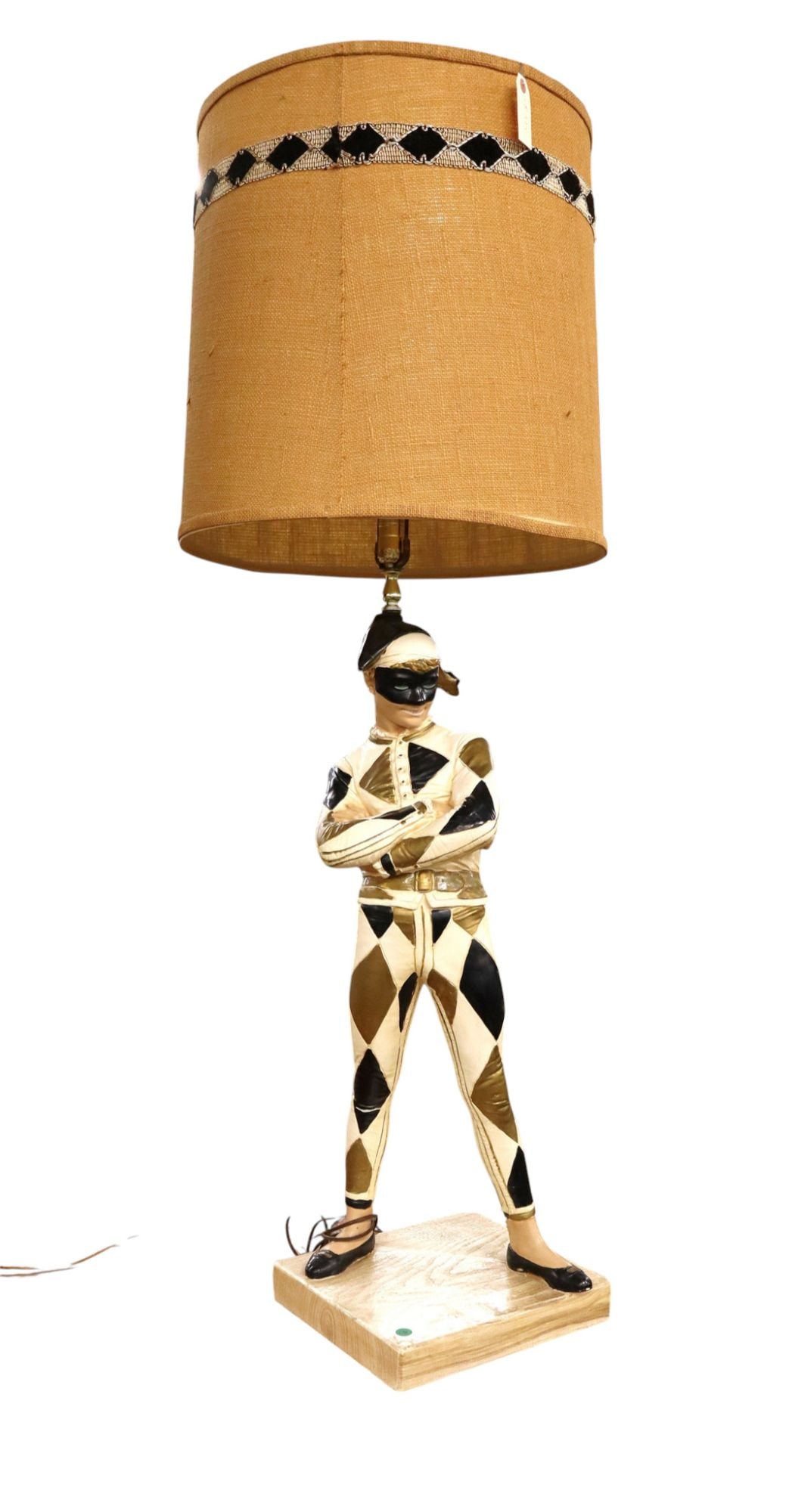 MCM Jester lamp with original paint & burlap shade (1 of 6)