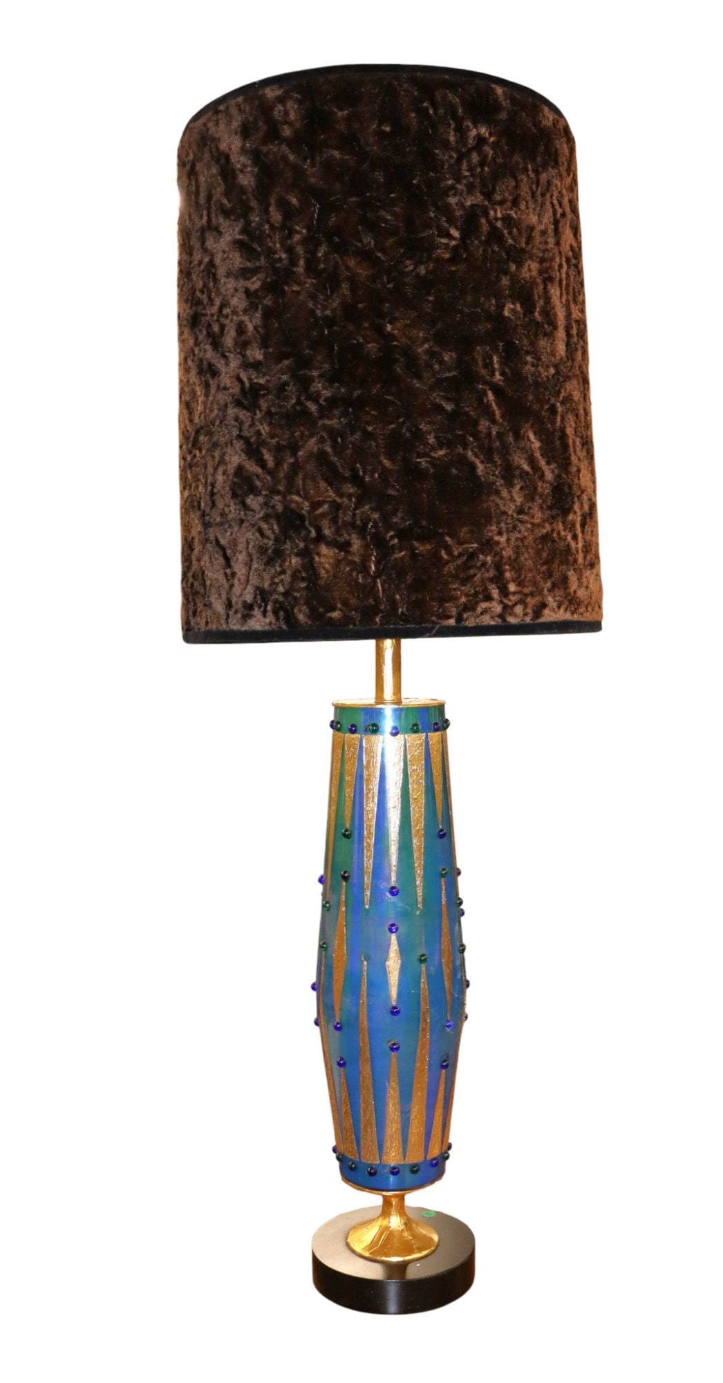MCM vtg jeweled cobalt blue lamp manner Rembrandt (1 of 4)
