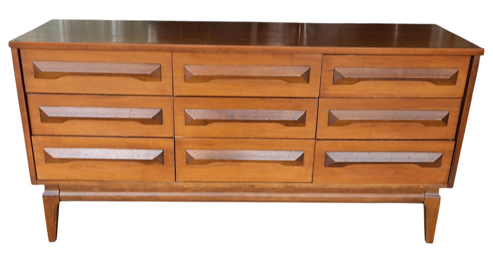 Mid Century Modern walnut 9 drawer dresser (1 of 6)