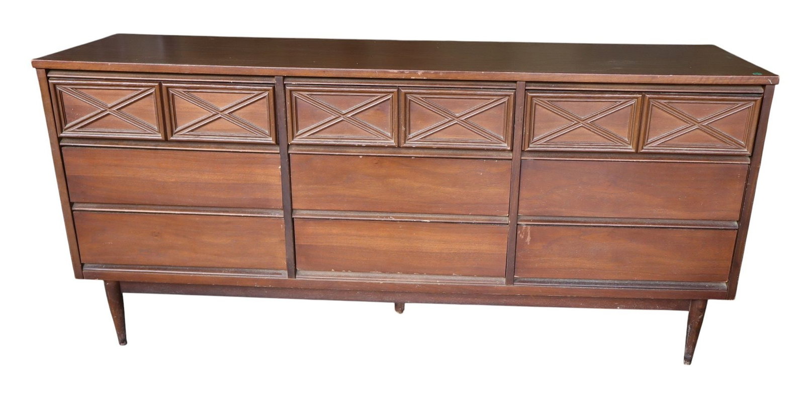 Mid Century Modern 9 drawer walnut chest (1 of 7)
