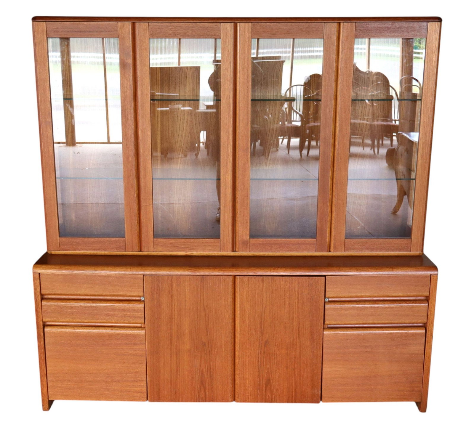 Mid Century teak 2pc lighted china buffet (1 of 17)