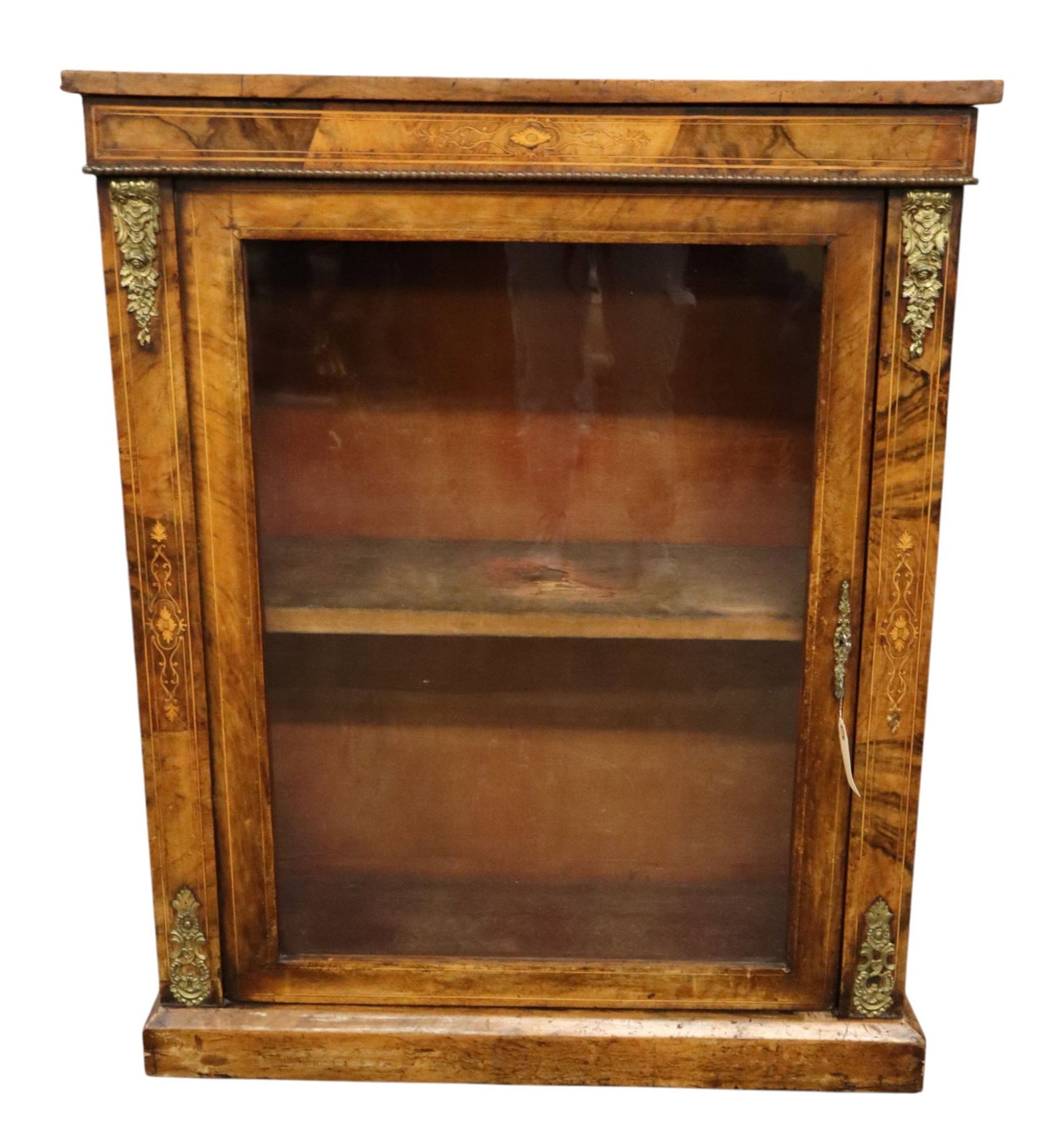 Antique Edwardian inlaid & bronze display cabinet (1 of 9)